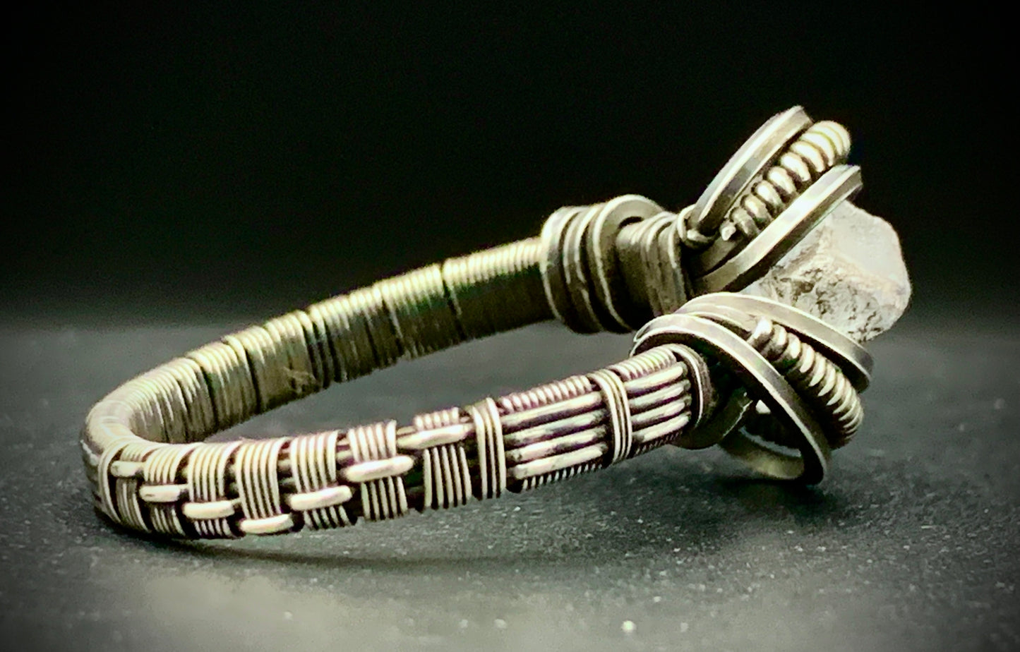 CELESTITE WIRE WRAP RING - SIZE 12