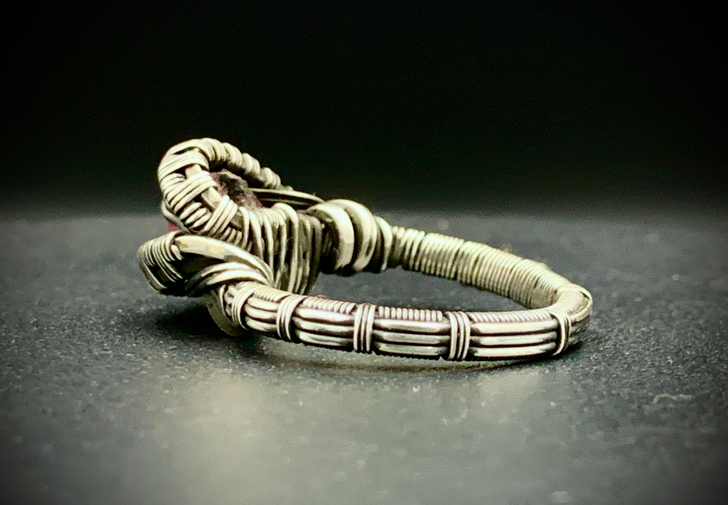 PINK TOURMALINE WIRE WRAP RING - SIZE 7