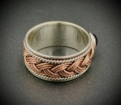 ANCIENT EYE WOVEN SILVER & COPPER RING - CUSTOM SIZES!