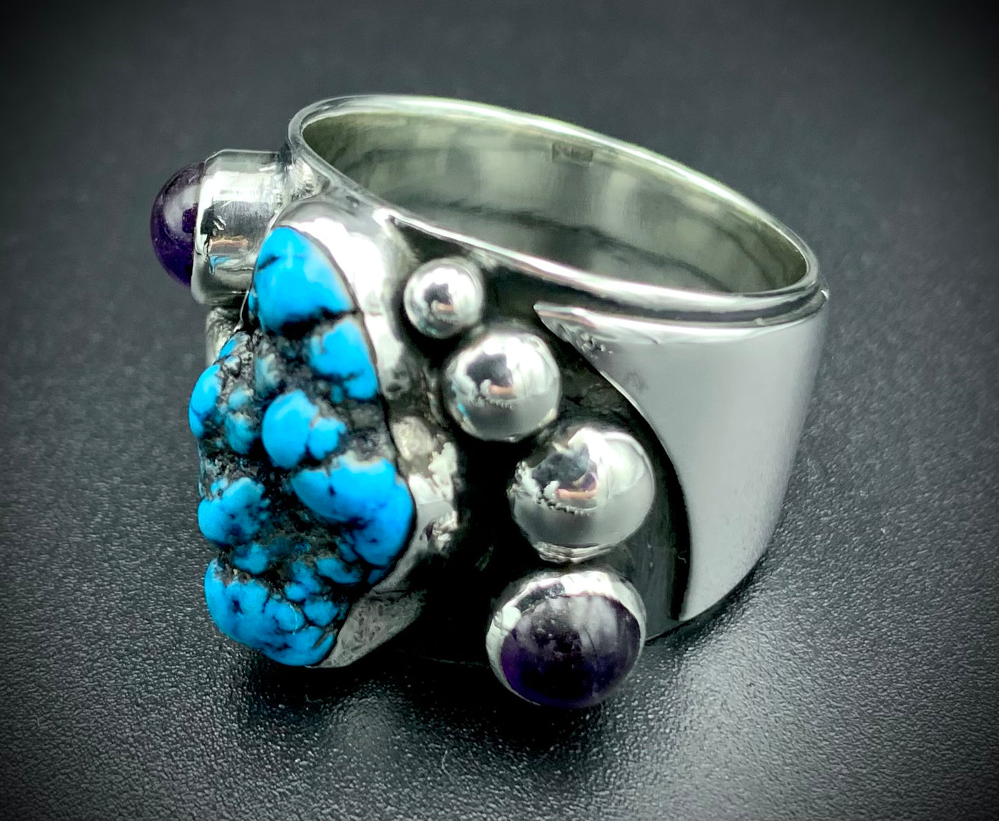 TURQUOISE & AMETHYST POWER RING - SIZE 11