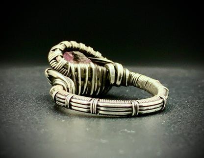 PINK TOURMALINE WIRE WRAP RING - SIZE 7