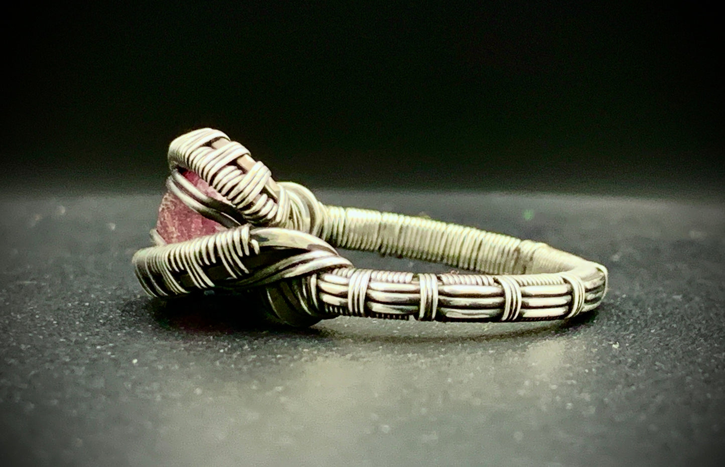 PINK TOURMALINE WIRE WRAP RING - SIZE 7