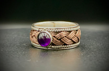 ANCIENT EYE WOVEN SILVER & COPPER RING - CUSTOM SIZES!