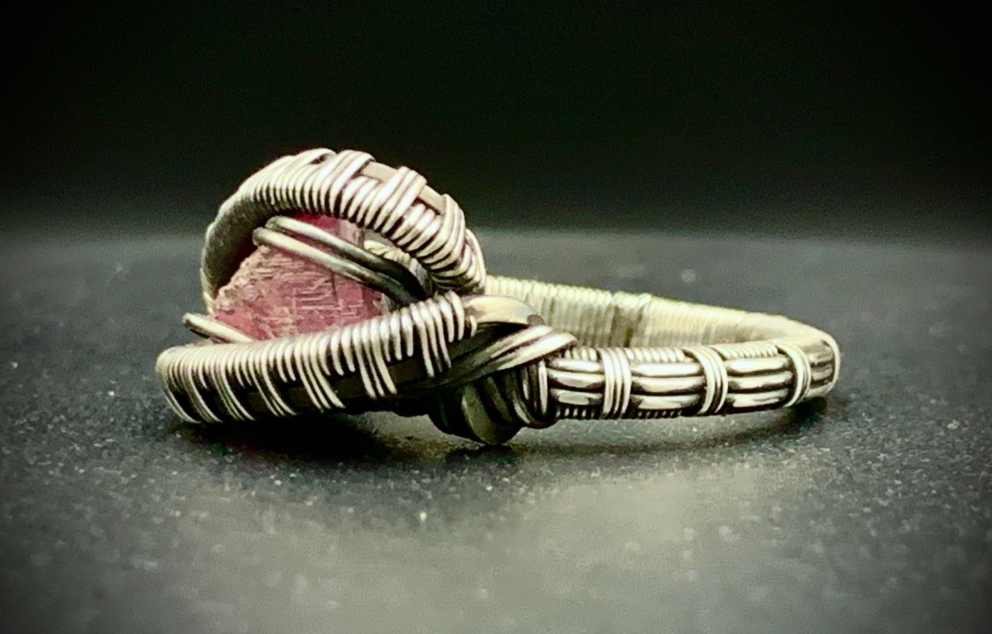 PINK TOURMALINE WIRE WRAP RING - SIZE 7
