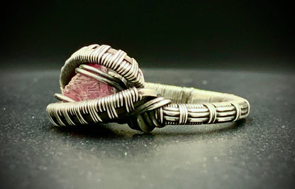 PINK TOURMALINE WIRE WRAP RING - SIZE 7