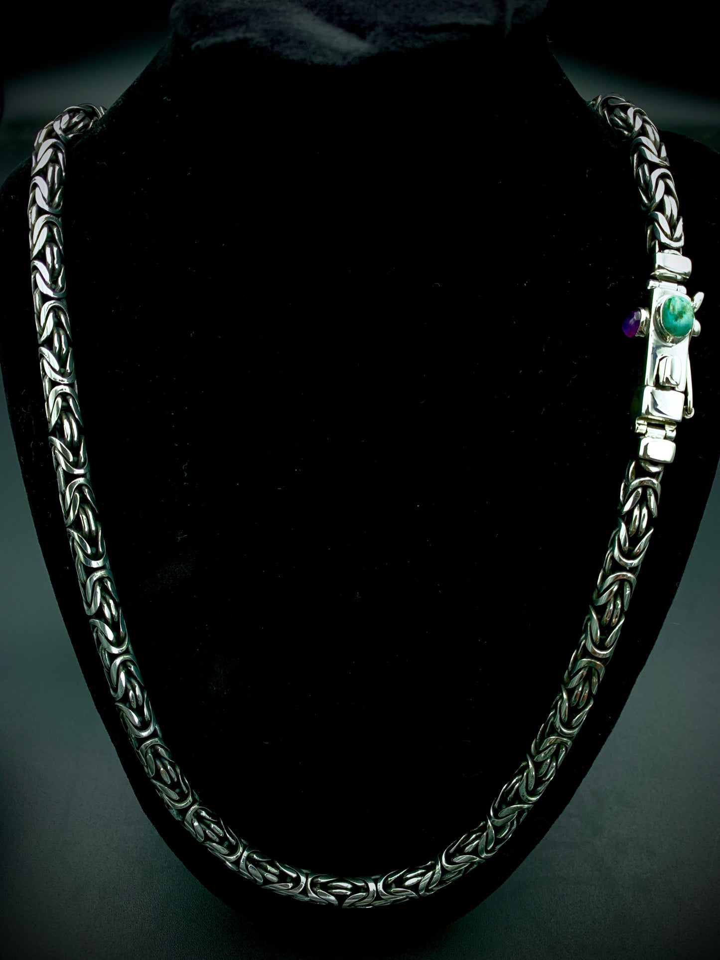 TURQUOISE & AMETHYST BYZANTINE CHAIN NECKLACE 6MM CUSTOM SIZES!