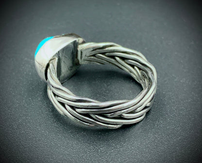 TURQUIOSE WOVEN BAND RING - SIZE 9