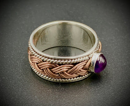 ANCIENT EYE WOVEN SILVER & COPPER RING - CUSTOM SIZES!