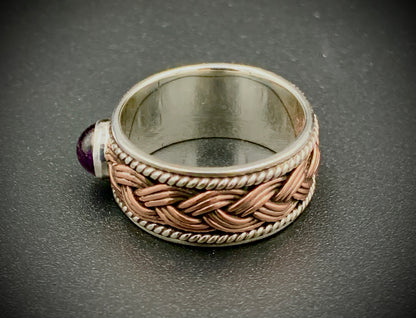ANCIENT EYE WOVEN SILVER & COPPER RING - CUSTOM SIZES!
