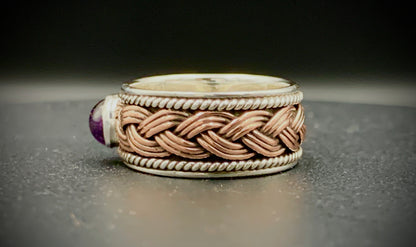 ANCIENT EYE WOVEN SILVER & COPPER RING - CUSTOM SIZES!