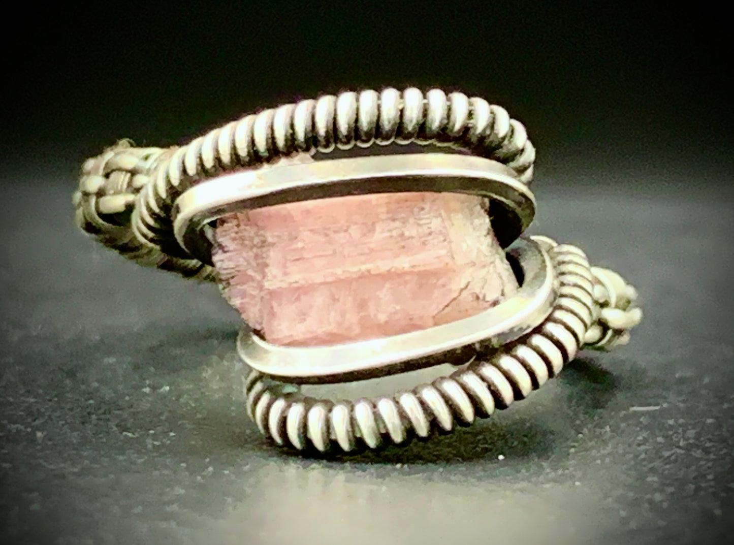 PINK TOURMALINE WIRE WRAP RING - SIZE 6.5