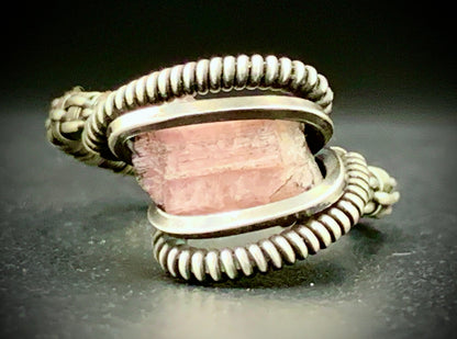 PINK TOURMALINE WIRE WRAP RING - SIZE 6.5