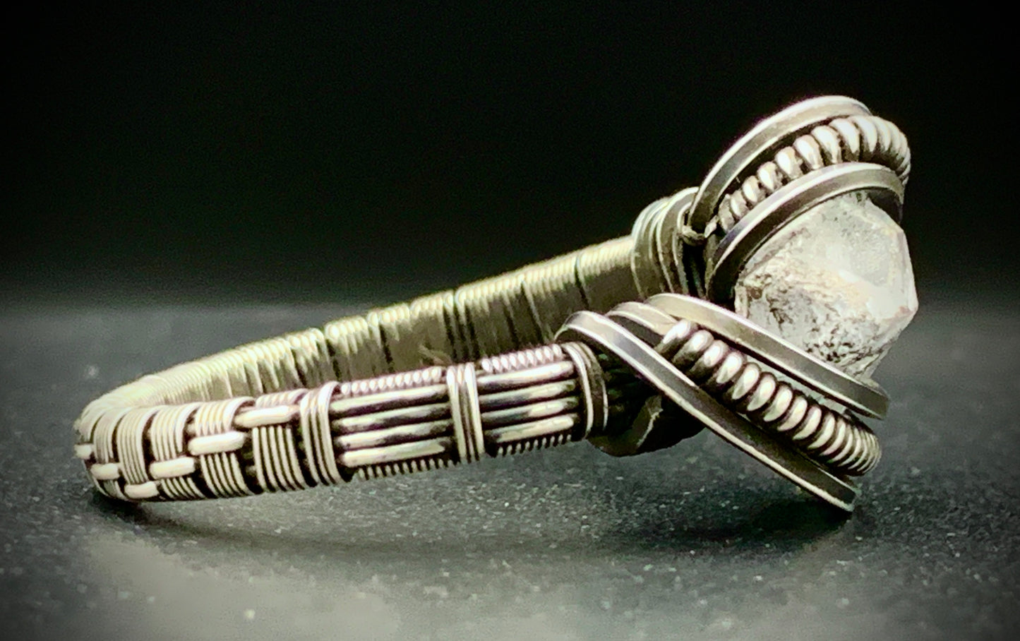 CELESTITE WIRE WRAP RING - SIZE 12