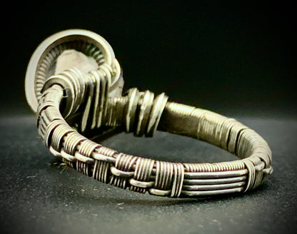 CELESTITE WIRE WRAP RING - SIZE 12