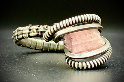 PINK TOURMALINE WIRE WRAP RING - SIZE 6.5