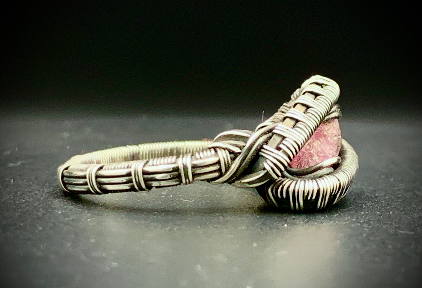 PINK TOURMALINE WIRE WRAP RING - SIZE 7