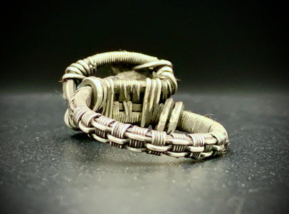 AQUAMARINE WIRE WRAP RING - SIZE 6