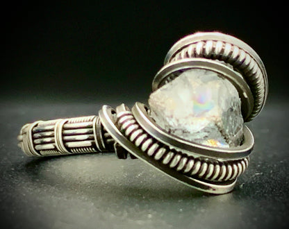 CELESTITE WIRE WRAP RING - SIZE 12
