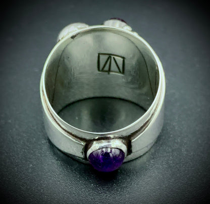 TURQUOISE & AMETHYST POWER RING - SIZE 8