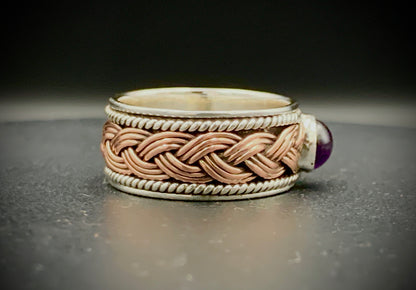ANCIENT EYE WOVEN SILVER & COPPER RING - CUSTOM SIZES!