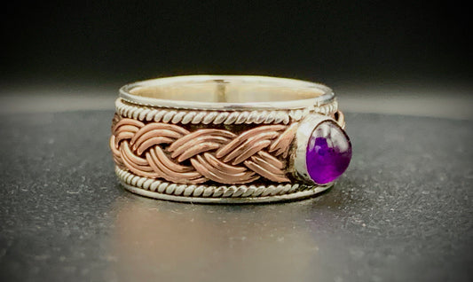 ANCIENT EYE WOVEN SILVER & COPPER RING - CUSTOM SIZES!