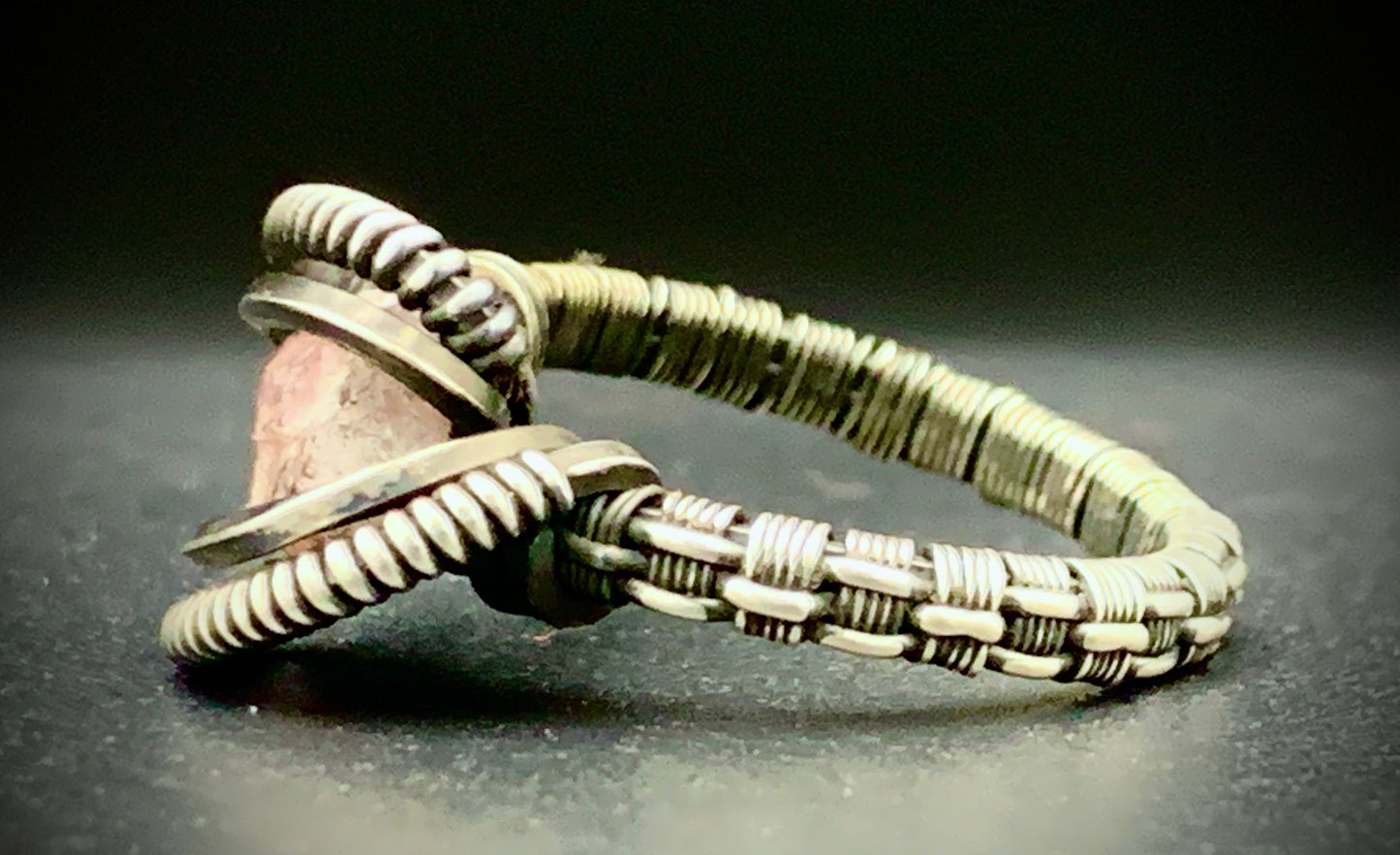 PINK TOURMALINE WIRE WRAP RING - SIZE 6.5