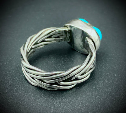 TURQUIOSE WOVEN BAND RING - SIZE 9