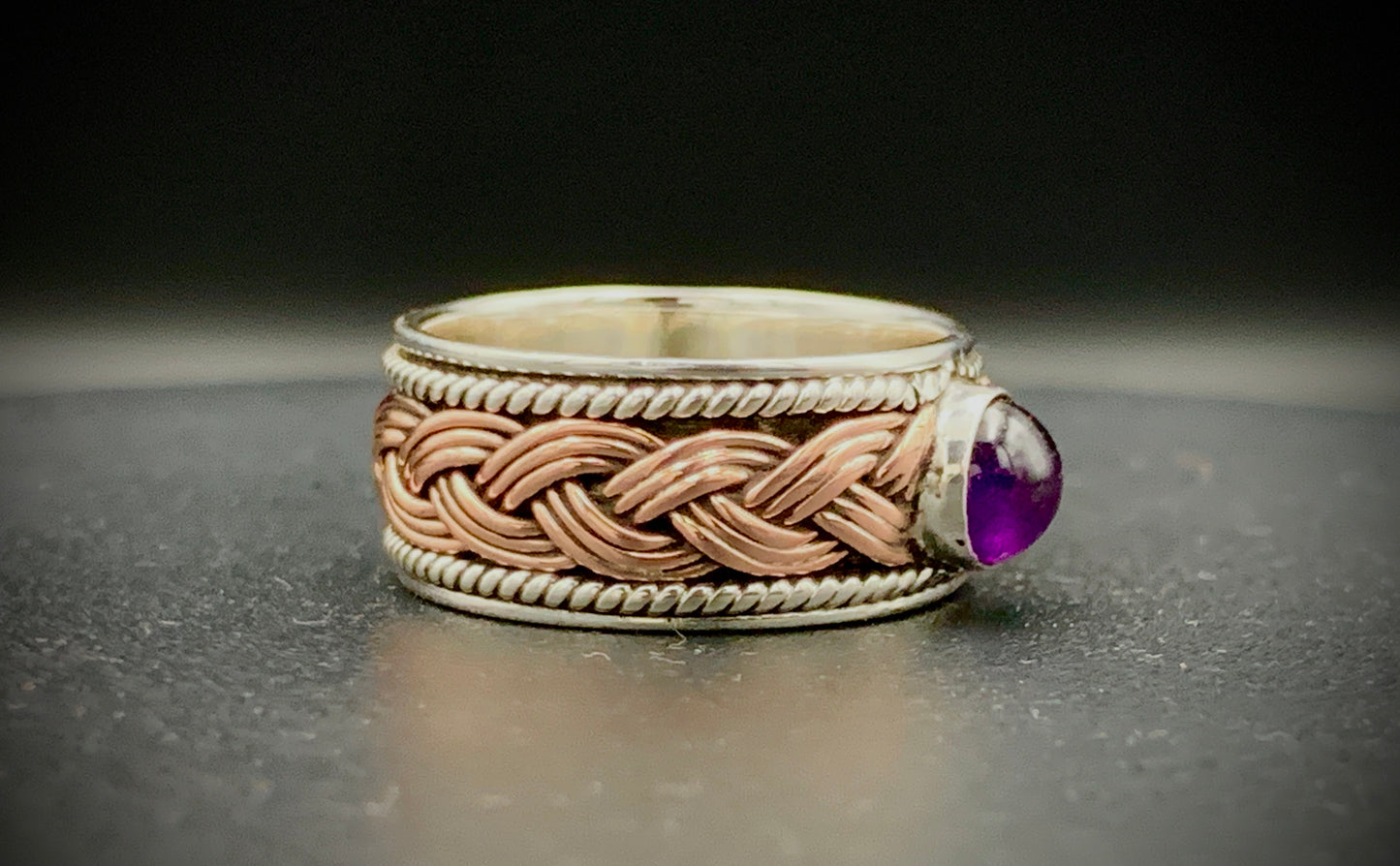 ANCIENT EYE WOVEN SILVER & COPPER RING - CUSTOM SIZES!