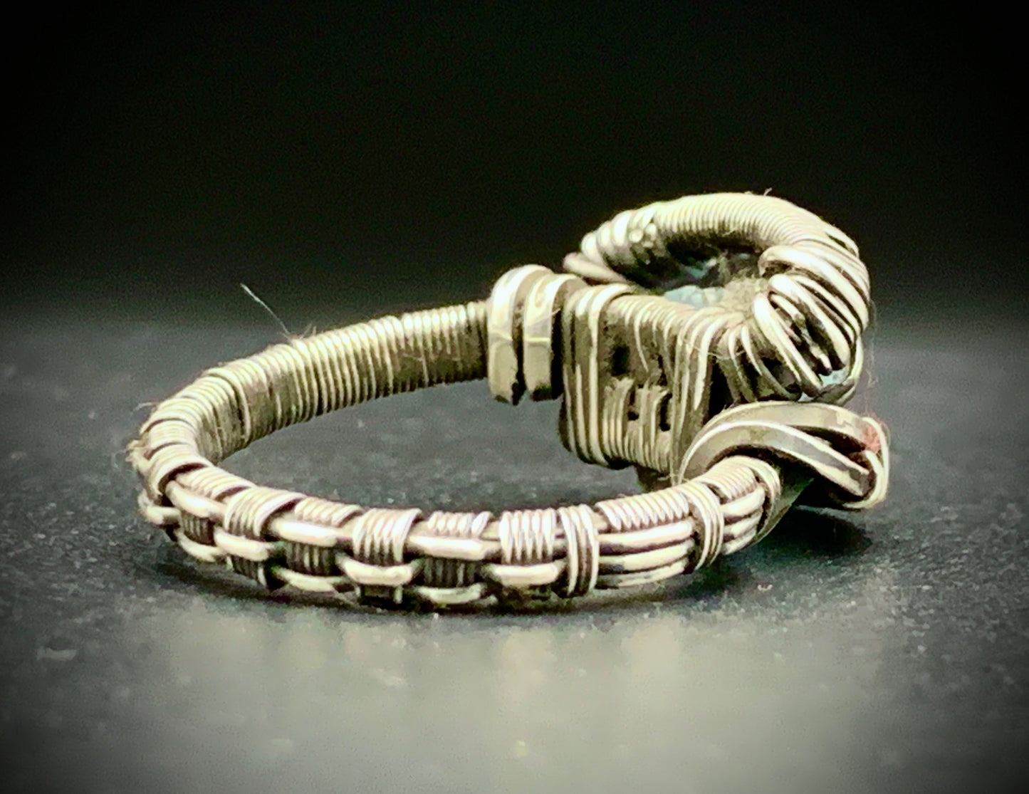 AQUAMARINE WIRE WRAP RING - SIZE 6