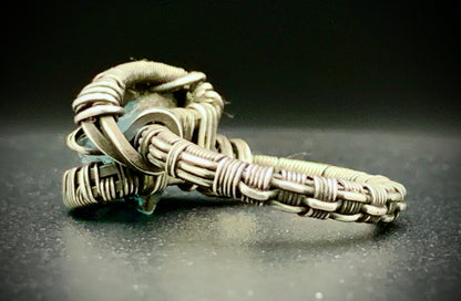 AQUAMARINE WIRE WRAP RING - SIZE 6