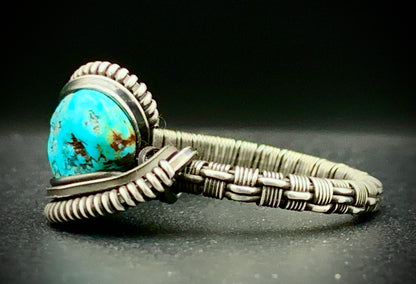 TURQUOISE WIRE WRAP RING - SIZE 9