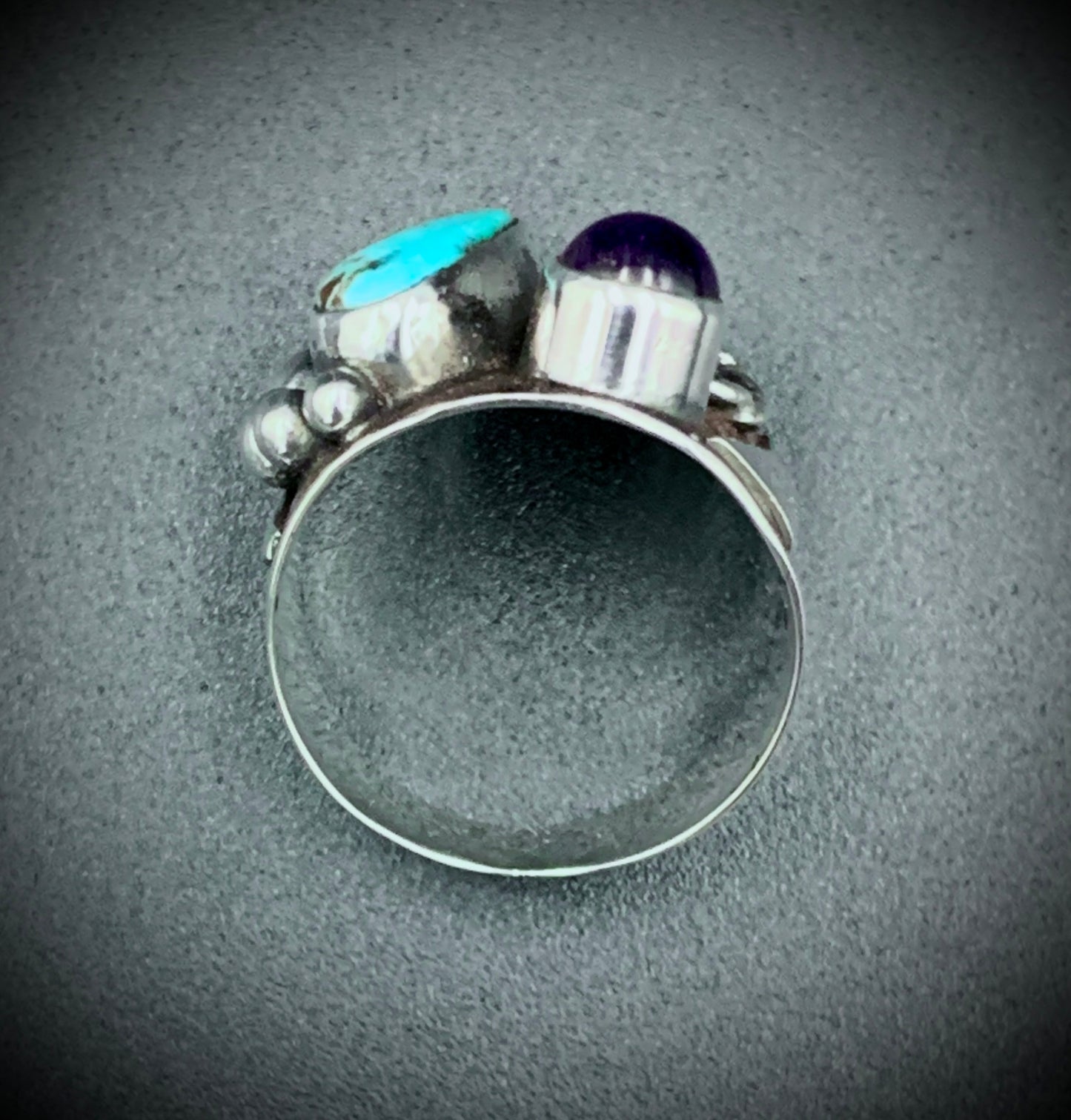 TURQUOISE & AMETHYST POWER RING - SIZE 7.5