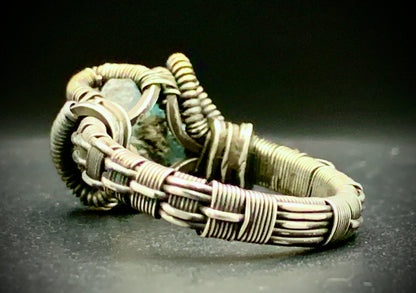 AQUAMARINE WIRE WRAP RING - SIZE 8