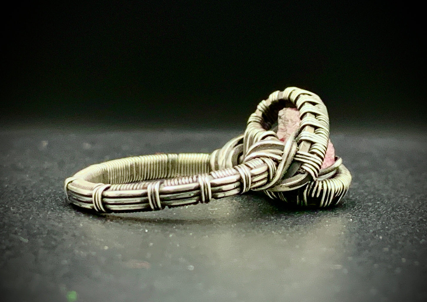 PINK TOURMALINE WIRE WRAP RING - SIZE 7