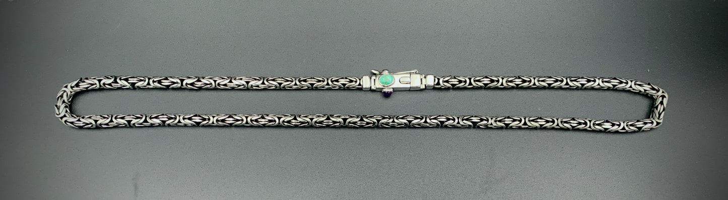 TURQUOISE & AMETHYST BYZANTINE CHAIN NECKLACE 6MM CUSTOM SIZES!
