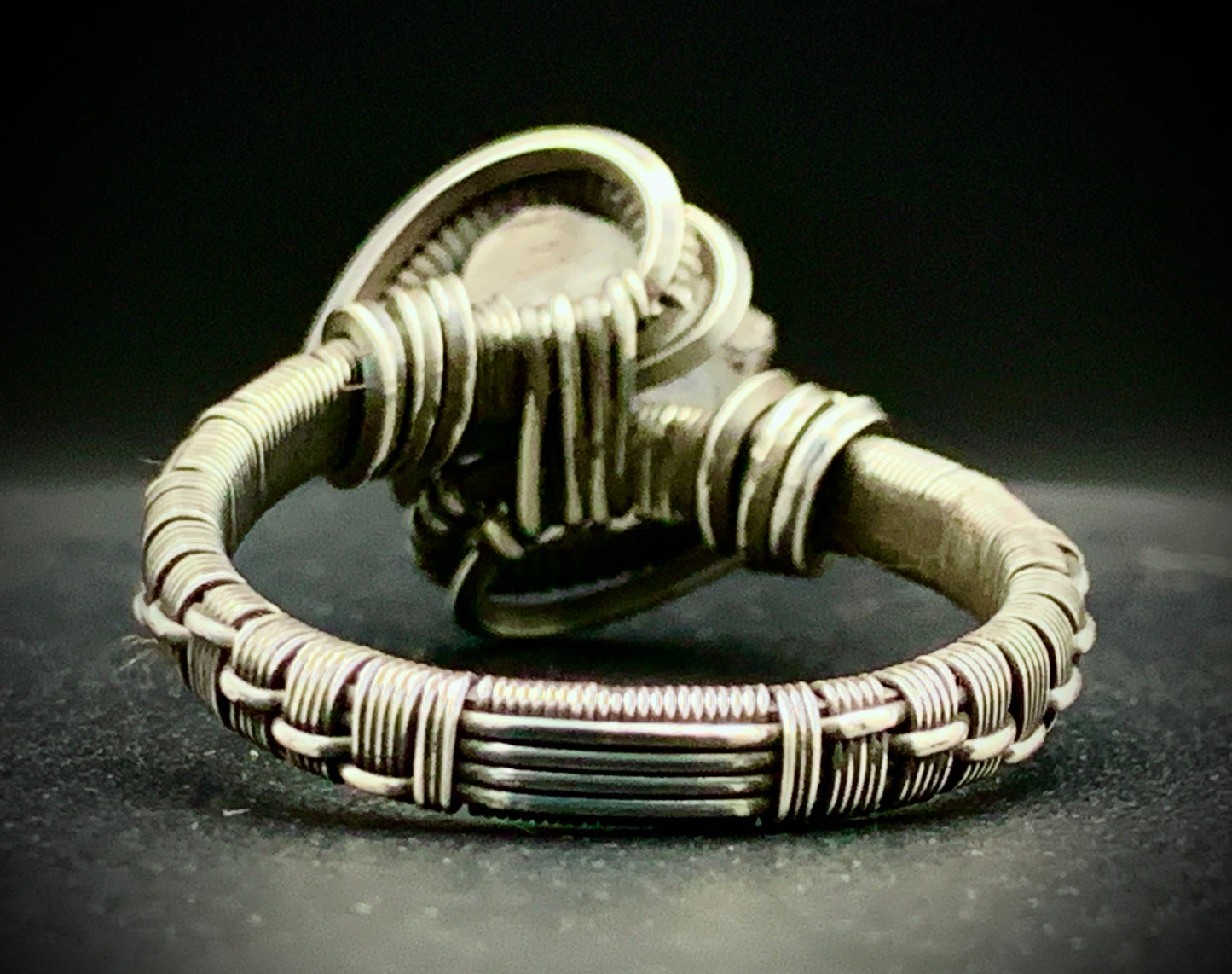 CELESTITE WIRE WRAP RING - SIZE 12