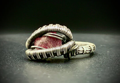 PINK TOURMALINE WIRE WRAP RING - SIZE 7