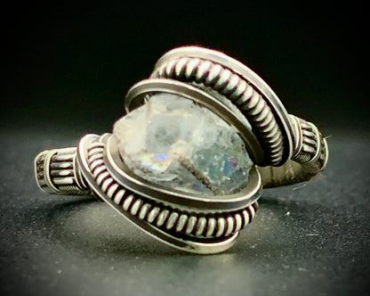 CELESTITE WIRE WRAP RING - SIZE 12