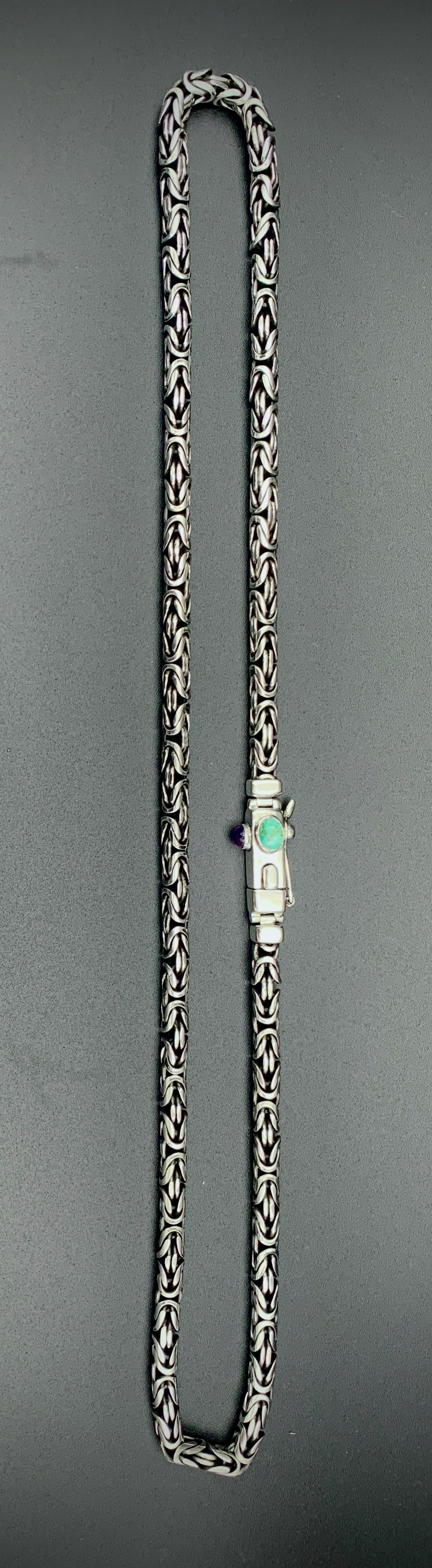 TURQUOISE & AMETHYST BYZANTINE CHAIN NECKLACE 6MM CUSTOM SIZES!