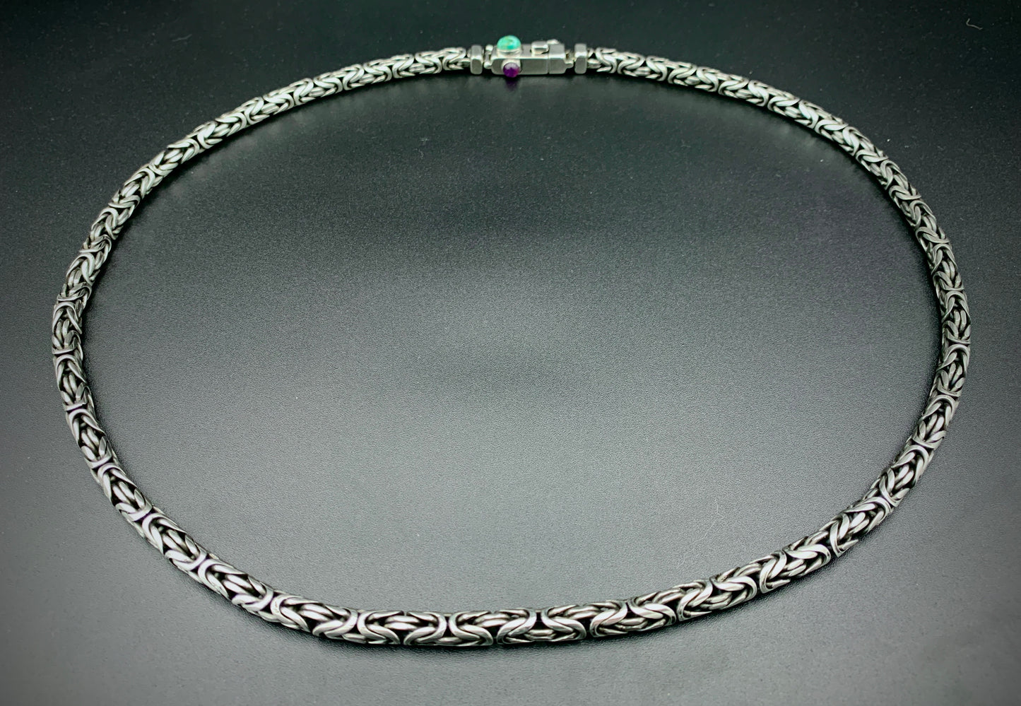 TURQUOISE & AMETHYST BYZANTINE CHAIN NECKLACE 6MM CUSTOM SIZES!