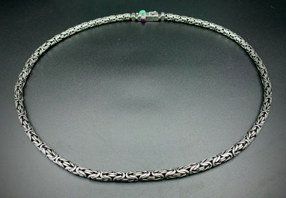 TURQUOISE & AMETHYST BYZANTINE CHAIN NECKLACE 6MM CUSTOM SIZES!