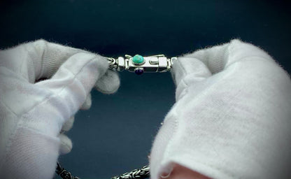 TURQUOISE & AMETHYST BYZANTINE CHAIN NECKLACE 6MM CUSTOM SIZES!